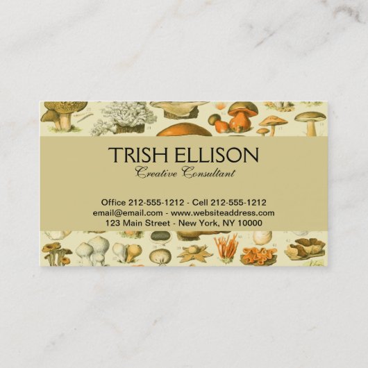 キノコヴィンテージ接種アンティークイラストレーション 名刺 (裏面)