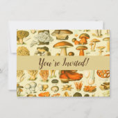 キノコヴィンテージ接種アンティークイラストレーション 招待状 (正面)