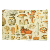 キノコヴィンテージ接種アンティークイラストレーション 枕カバー (裏面)