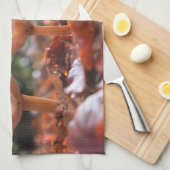 キノコ二個 キッチンタオル (四つ折り)