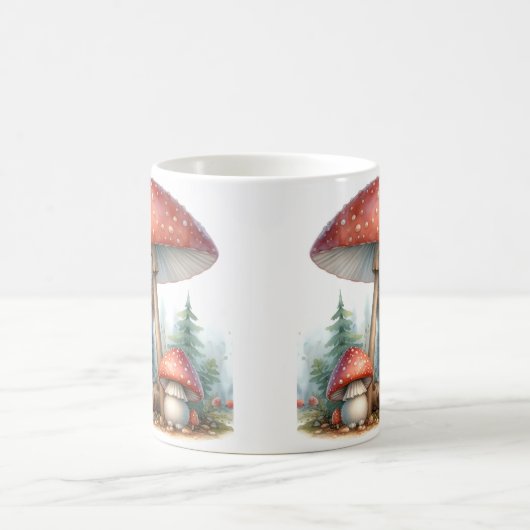 キノコ傘の下で愛らしい子猫 コーヒーマグカップ (中央)