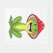 キノコ入りカエル フリースブランケット (正面(横))