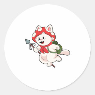 キノコ入り猫のピッカー ラウンドシール