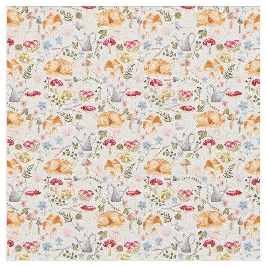 キノコ入り綿織物  ファブリック (クローズアップ)