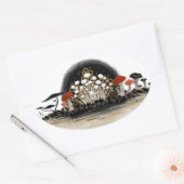 キノコ収穫ラインステッカー – 楕円形 楕円形シール (封筒)