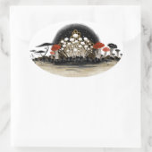 キノコ収穫ラインステッカー – 楕円形 楕円形シール (バッグ)