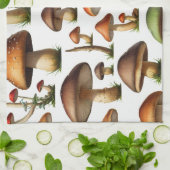 キノコ収集パターンデザイン キッチンタオル (折り畳み)