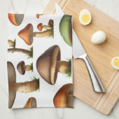 キノコ収集パターンデザイン キッチンタオル (四つ折り)