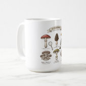 キノコ図鑑 ビンテージ植物画 マイコロジーTシャツ コーヒーマグカップ (正面左)