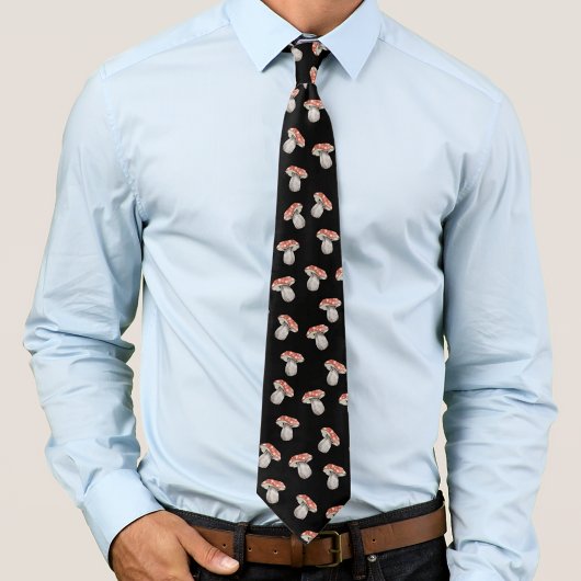 キノコ型アマニタムスカリア真菌の水色 ネクタイ