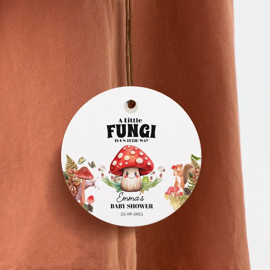 キノコ小さな真菌の森の緑の赤ちゃんシャワー フェイバータグ