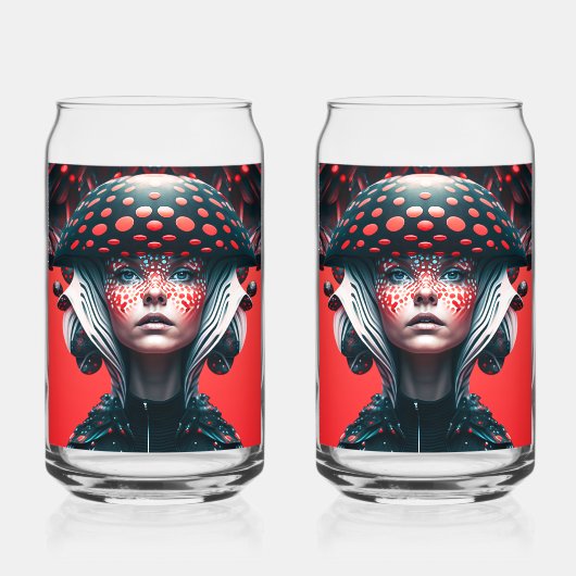 キノコ少女1 ガラス缶 (正面)