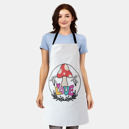 キノコ愛 エプロン (着用した状態)