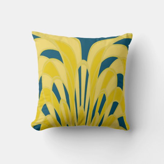 キノコ抽象芸術-アールデコ – サンシャイン クッション (正面)