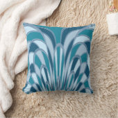 キノコ抽象芸術-アールデコ – シーブルー クッション (ブランケット)