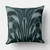 キノコ抽象芸術-アールデコ – ジュエルグリーン クッション (裏面)