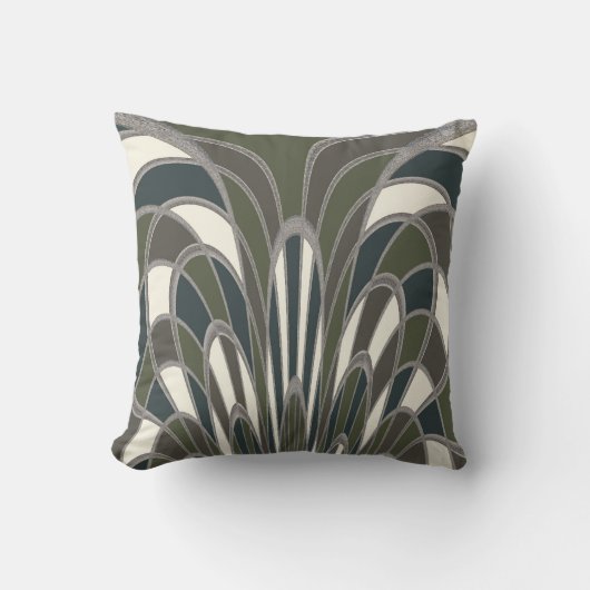 キノコ抽象芸術-アールデコ- Moss クッション (正面)
