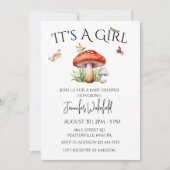 キノコ昆虫森林森林赤ちゃんシャワーガール 招待状 (正面)