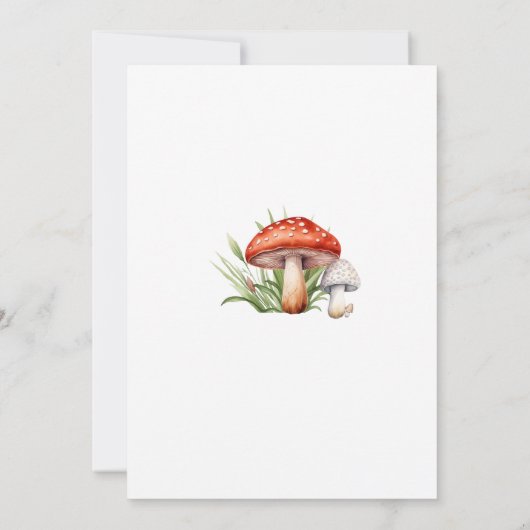 キノコ昆虫森林森林赤ちゃんシャワーガール 招待状 (裏面)