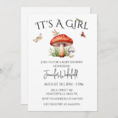 キノコ昆虫森林森林赤ちゃんシャワーガール 招待状 (正面/裏面)