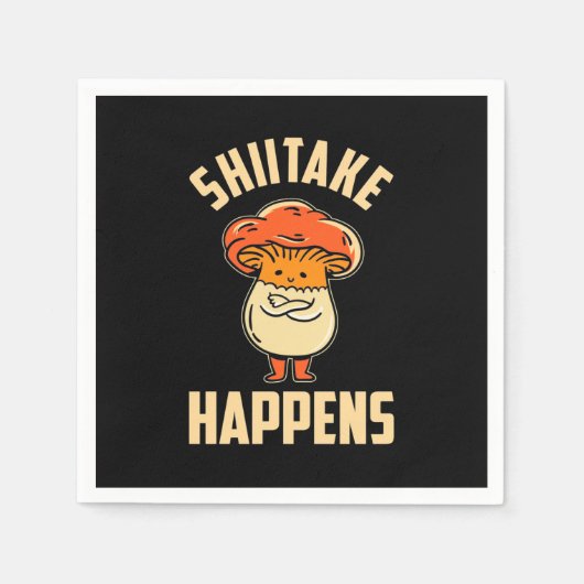 キノコ椎茸が起こる スタンダードカクテルナプキン (正面)