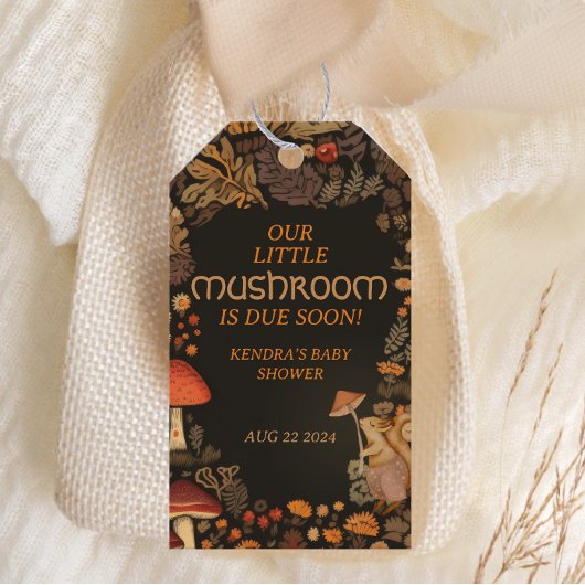 キノコ樹林動物の森の赤ちゃんシャワー ギフトタグ