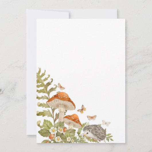 キノコ樹林地自然ベビーシャワー招待状 招待状 (裏面)