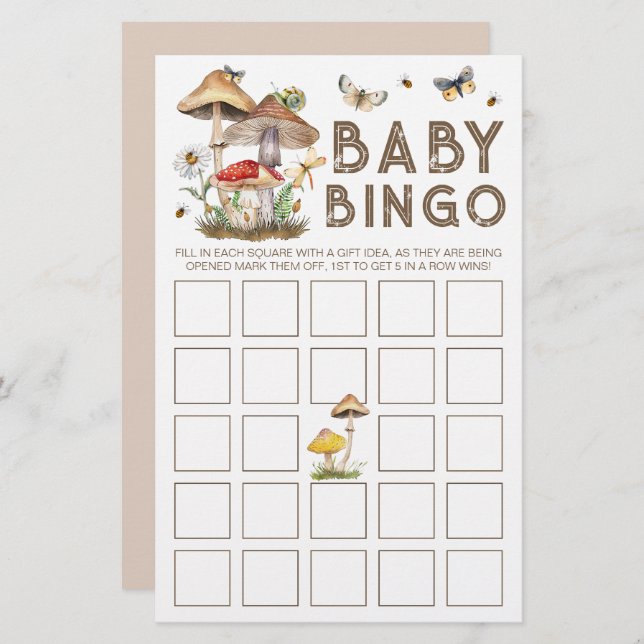 キノコ樹林赤ちゃんシャワービンゴカード | 生意気 (正面/裏面)