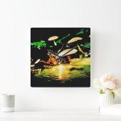 キノコ湖 スクエア壁時計 (ホーム)