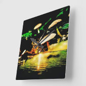 キノコ湖 スクエア壁時計 (傾斜)