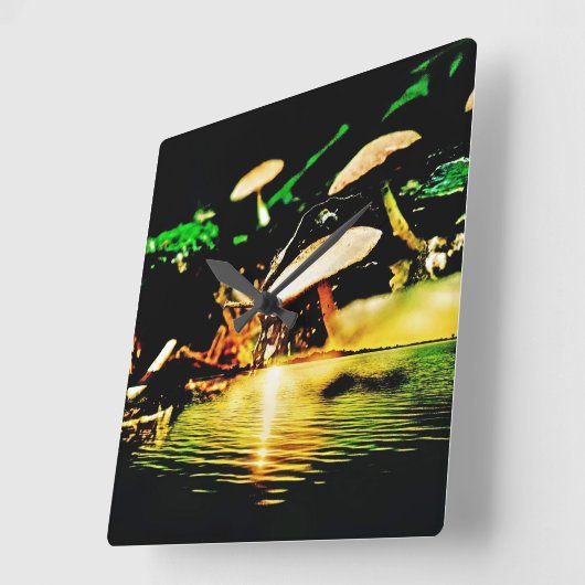 キノコ湖 スクエア壁時計 (傾斜)