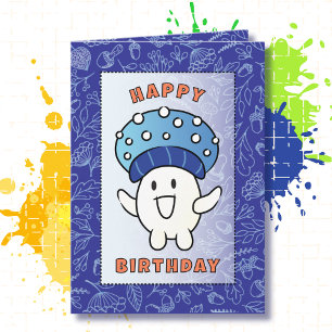 キノコ漫画おもしろいことわざ真菌誕生日 カード