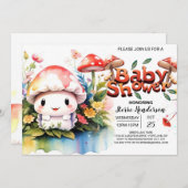 キノコ牧草地疑問に思赤ちゃんシャワー 招待状 (正面/裏面)