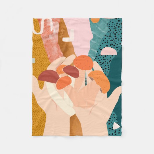 キノコ狩り私はキノコを集めている フリースブランケット (正面)