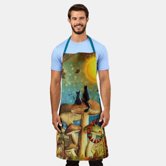 キノコ猫 エプロン (着用した状態)