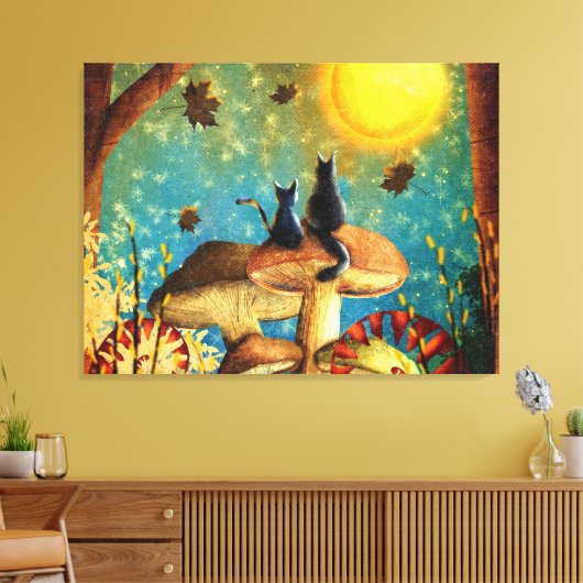 キノコ猫 キャンバスプリント (インサイチュ (リビング))