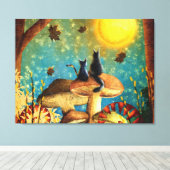 キノコ猫 キャンバスプリント (インサイチュ (ウッドフロア))