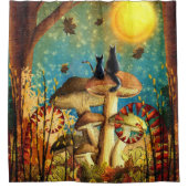 キノコ猫 シャワーカーテン (正面)