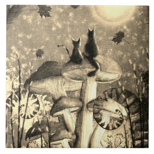 キノコ猫 タイル (正面)