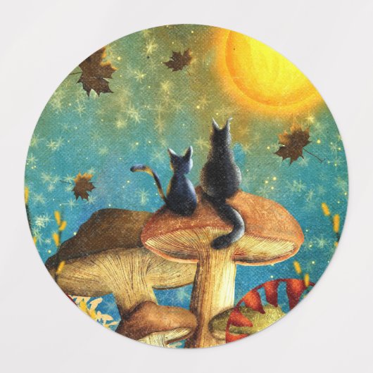 キノコ猫 ラベル (デザイン2)