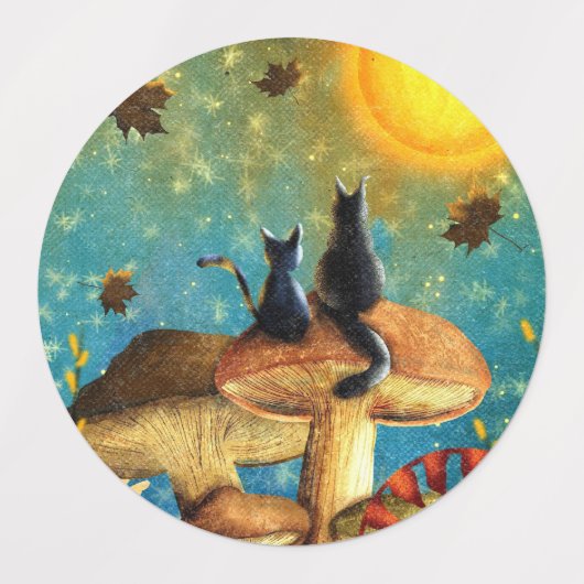 キノコ猫 ラベル (デザイン1)