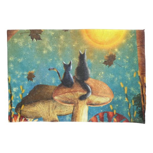 キノコ猫 枕カバー (正面)