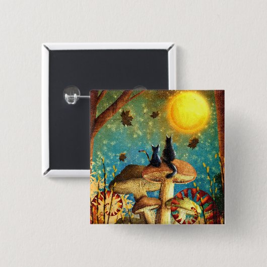キノコ猫 缶バッジ (正面&裏面)