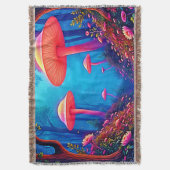 キノコ白熱［赤熱］光を放つ魔法 スローブランケット (正面縦)