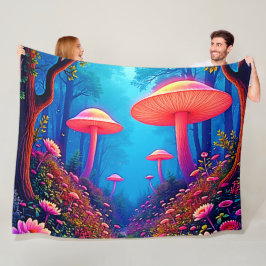 キノコ白熱［赤熱］光を放つ魔法 フリースブランケット