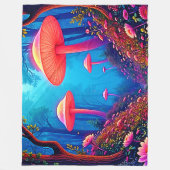 キノコ白熱［赤熱］光を放つ魔法 フリースブランケット (正面)