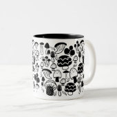 キノコ白黒マグ ツートーンマグカップ (正面右)