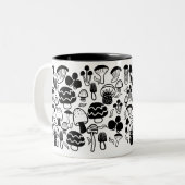 キノコ白黒マグ ツートーンマグカップ (正面左)