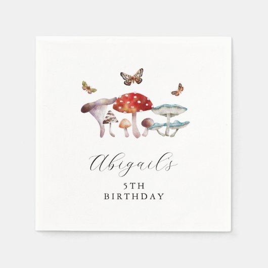 キノコ素朴誕生日パーティー スタンダードカクテルナプキン (正面)