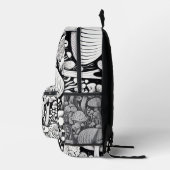 キノコ線スケッチ プリントバックパック (右)